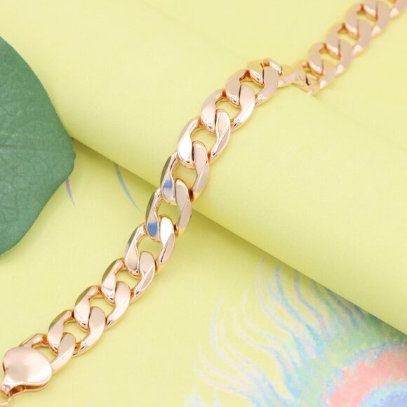 "Bold Rose Gold Chunky Link Bracelet in High-Quality Brass Finish, XPBL1151 - Picture 2 of 12